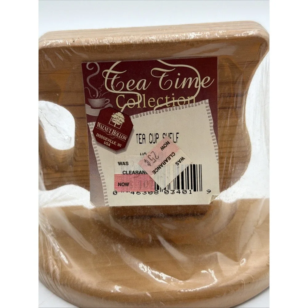 Vintage 1980's Tea Cup Shelf Trinket Shelf Walnut Hollow Tea Time Collection NOS